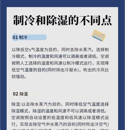 空调除湿和制冷的区别（如何正确设置空调模式）